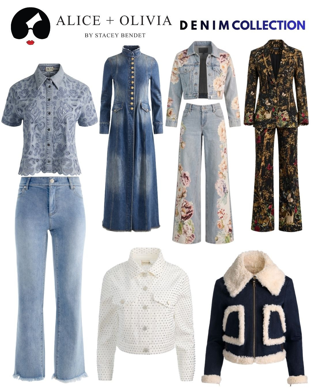 Obsessed is an understatement! Alice + Olivia completely nailed their new denim collection, bringing the ultimate blend of tailored, high-waisted silhouettes and signature statement details that instantly elevate your everyday style.
Jeans, jacket, embelished, button down, blazer, faux, embroidered, aviator, pull on, patchwork, cargo, cuffed.

#LTKootd #LTKOver40 #LTKSaleAlert