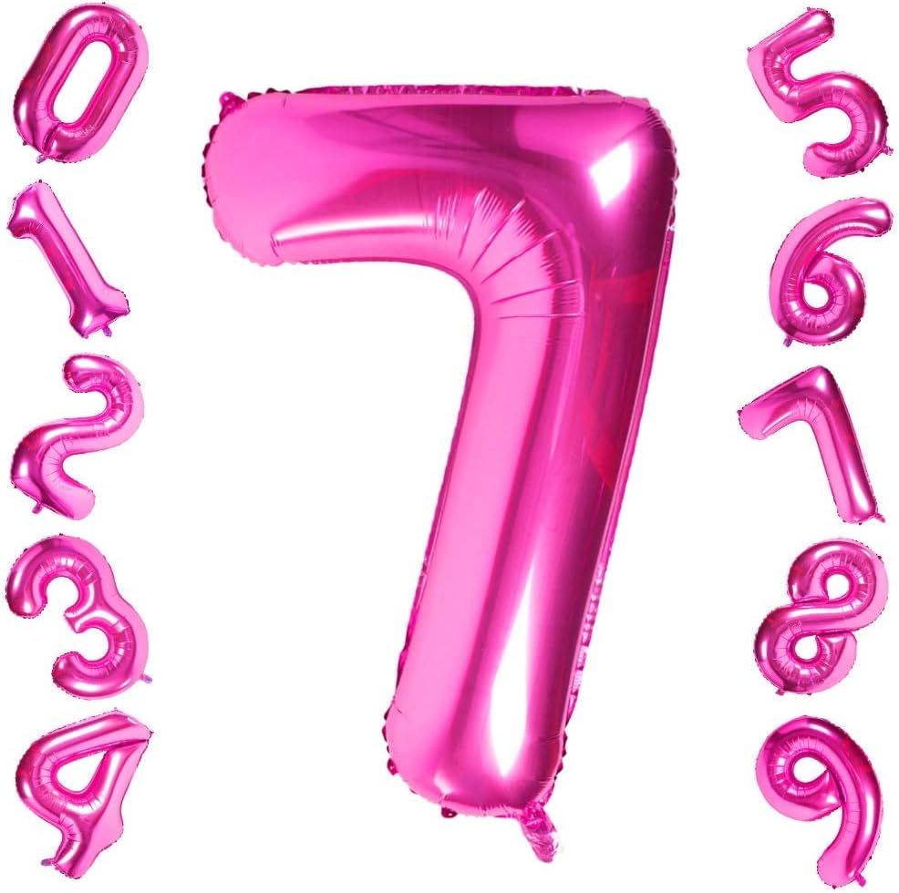 Pink 7 Balloons,40 Inch Birthday Foil Balloon Party Decorations Supplies Helium Mylar Digital Bal... | Amazon (US)
