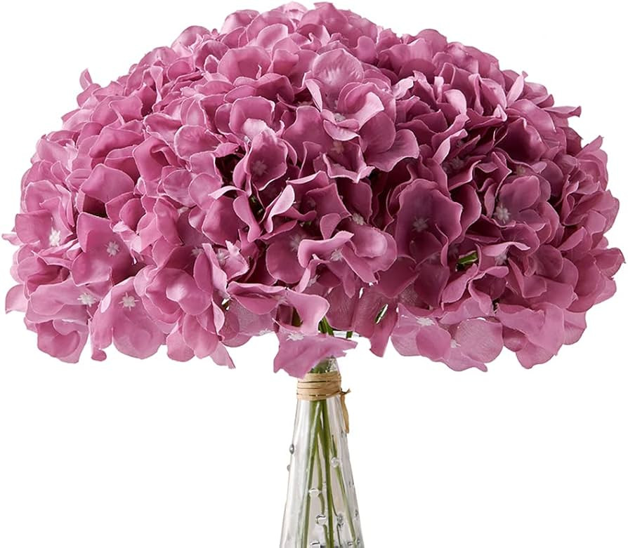 AVIVIHO Hydrangea Silk Flowers Heads Pack of 10 Mauve Full Hydrangea Flowers Artificial with Stem... | Amazon (US)