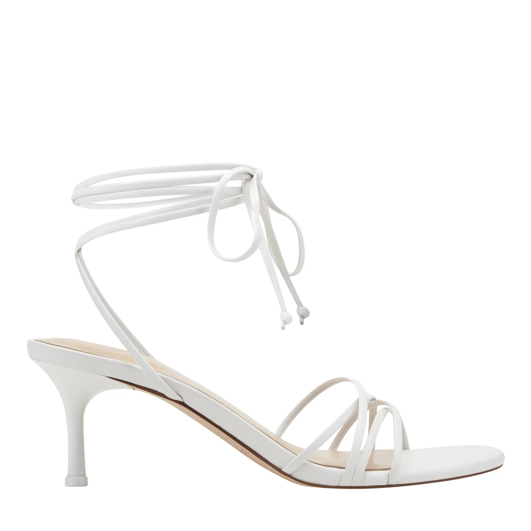 Women's Gineva Leather Ankle Wrap Sandal - White Leather | Marc Fisher Footwear | Marc Fisher