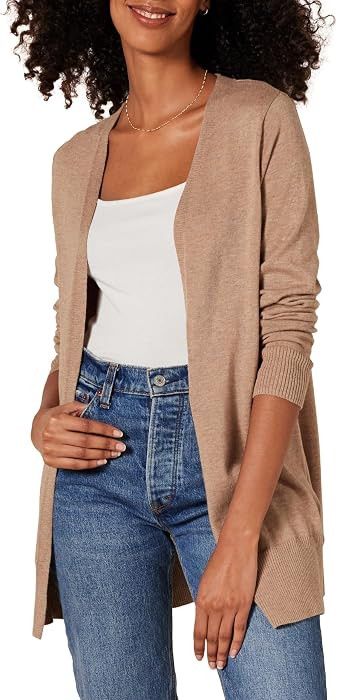 Amazon Essentials Women's Lightweight Long-Sleeve Open-Front Long Cardigan Sweater, Regular Fit | Amazon (US)
