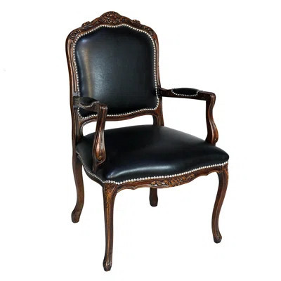 Amberli Louis XV Vintage Arm Chair With Faux Leather | Wayfair North America