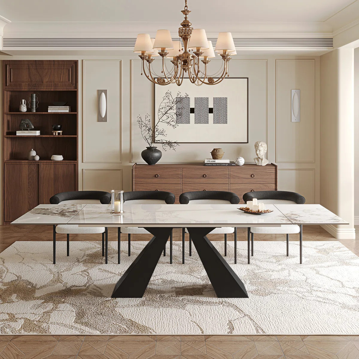 Joceline 78.74'' to 110.23” Extendable Rectangular Sintered Stone Dining Table For 10-12 | Wayfair North America