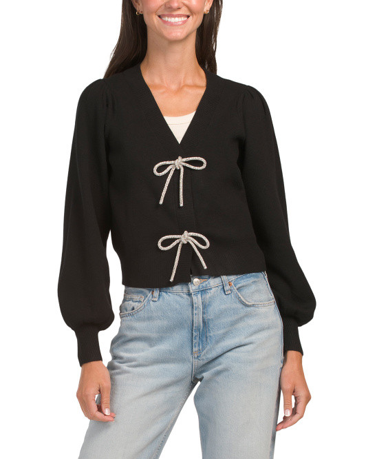 Rhinestone Bow Cardigan | TJ Maxx