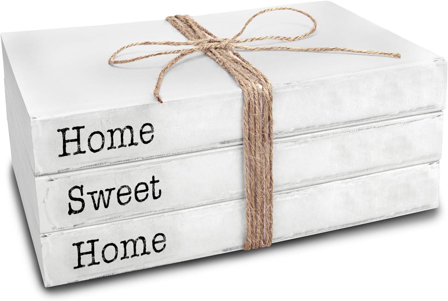 TenXVI Designs Decorative White Books, Set of 3 - Home Sweet Home Stacked Books - Rustic Farmhous... | Amazon (US)