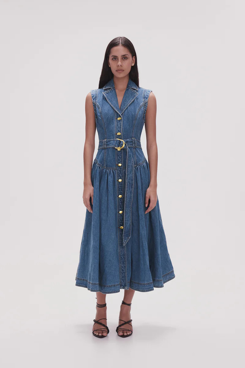 Elena Belted Denim Midi Dress | aje. (Australia and New Zealand)