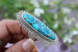 Blue Copper Turquoise Sterling Silver Ring, Turquoise Ring, Statement Ring, Turquoise Jewelry, Vinta | Amazon (US)