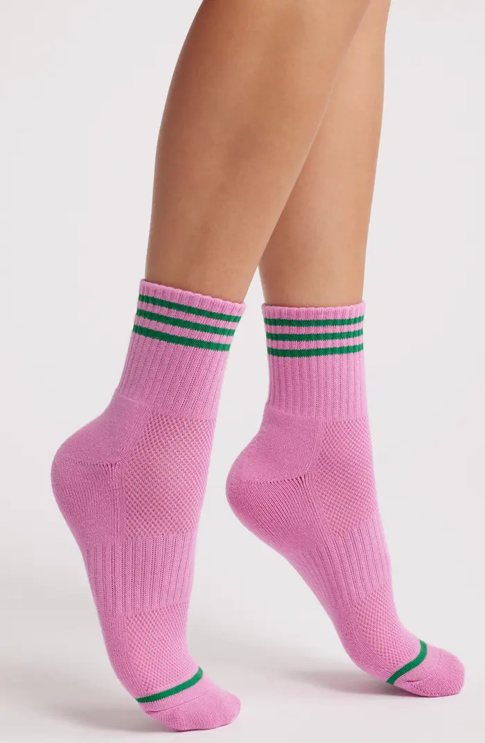 Girlfriend Stripe Cotton Blend Rib Quarter Socks | Nordstrom
