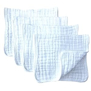 Muslin Burp Cloths 4 Pack Large 20" by 10" 100% Cotton 6 Layers Extra Absorbent and Soft by Synrr... | Amazon (US)