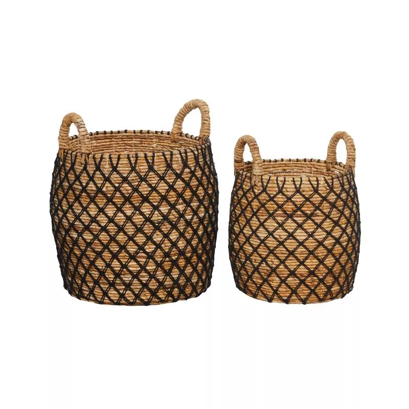 Set Of 2 Large Leather Storage Baskets Brown - Olivia & May : Target