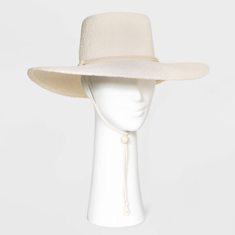 Women's Straw Boater Hat with Chin Strap - Universal Thread™ Off-White | Target