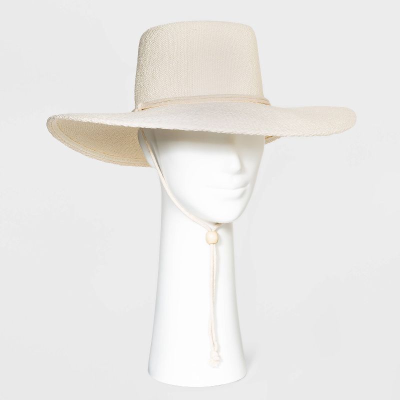 Women&#39;s Straw Boater Hat with Chin Strap - Universal Thread&#8482; Off-White | Target