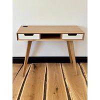 Small Wooden Writing Desk With Drawers, Work Office Solid Oak Desk | Etsy (US)