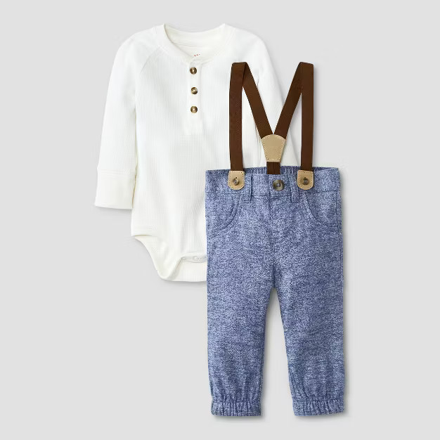 Baby Boys' Thermal Suspender Set - Cat & Jack™ Cream | Target