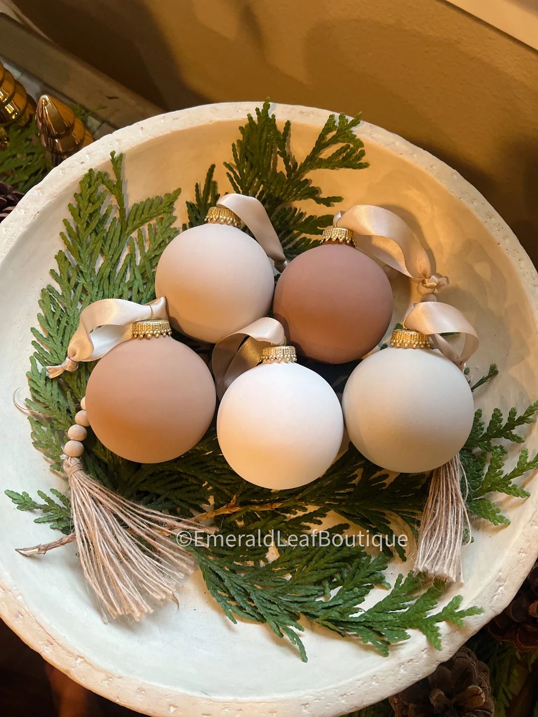 Dreamy Neutral Christmas Ornaments Set of 5 - Etsy | Etsy (US)
