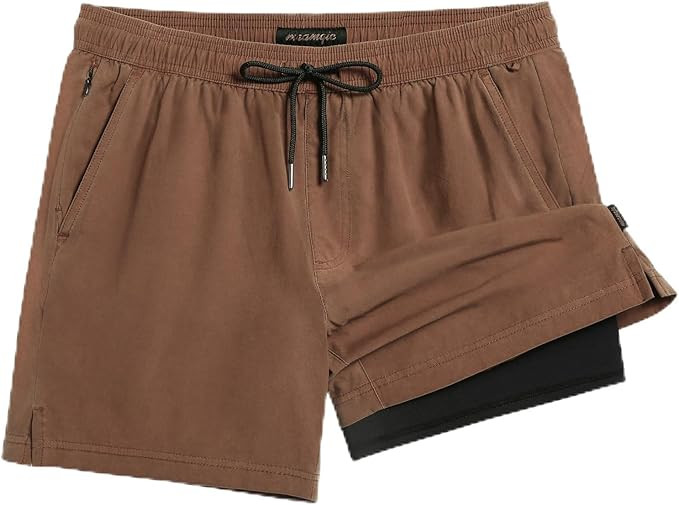 maamgic Men's Swim Trunks with Compression Liner 5.5 inch Beach Shorts Quick Dry Bathing Suits wi... | Amazon (US)