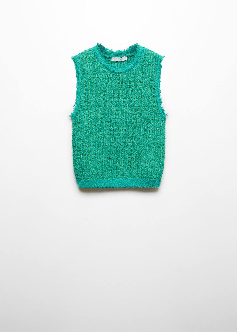 Tweed top with frayed detail -  Women | Mango USA | MANGO (US)