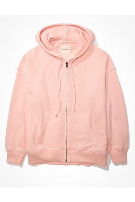 AE Oversized Textured Zip-Up Hoodie | American Eagle Outfitters (US & CA)