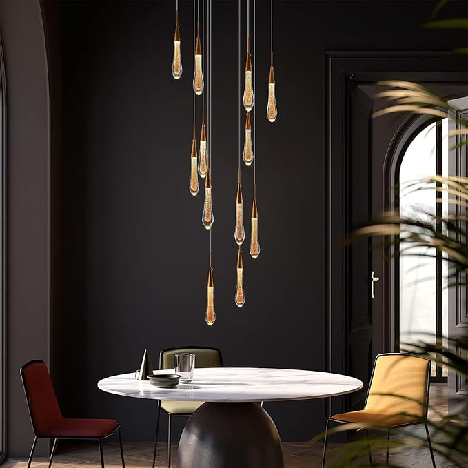 LMQNINE 12 Light Modern Crystal Chandelier Dimmable LED Gold Ceiling Light Crystal Bubble Pendant... | Amazon (US)