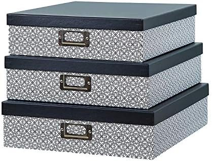 SLPR Decorative Storage Cardboard Boxes with Lids (Set of 3, Black and White Ornament) | Nesting Gif | Amazon (US)