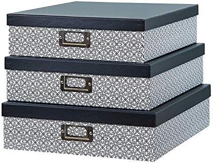 SLPR Decorative Storage Cardboard Boxes with Lids (Set of 3, Black and White Ornament) | Nesting Gif | Amazon (US)