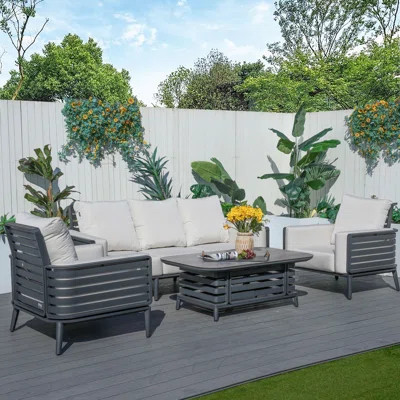 5-Person Aluminum Outdoor Conversation Furniture Set Seating Group With Cushions | Wayfair North America