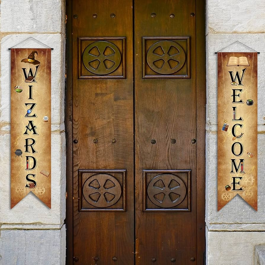 Wizards Porch Signs Magical Wizard Banner Wizards Door Sign Sets Hanging banner Decorations Wizar... | Amazon (US)