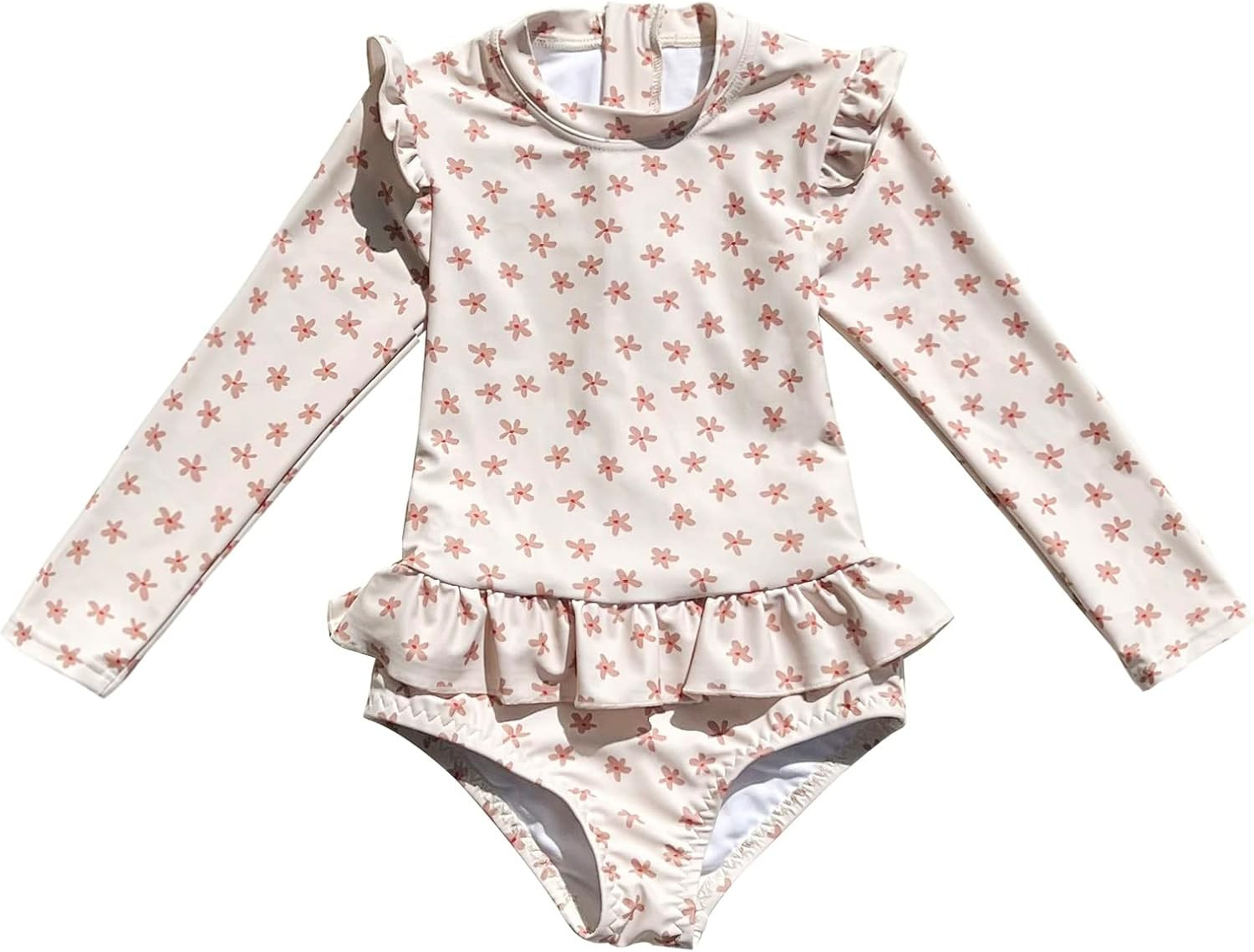 LDIOIF Girls Rash Guard Swimsuit One Piece Long Sleeve Striped Toddler Girl Full Cover Ruffle Bat... | Amazon (US)