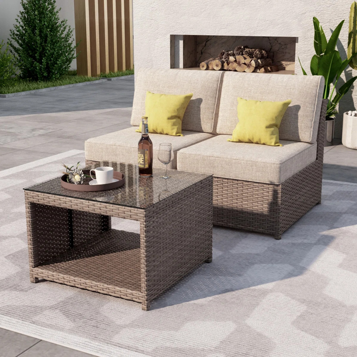 Amberson Fully Assembled 2-Person Seating Group with Cushions | Wayfair North America