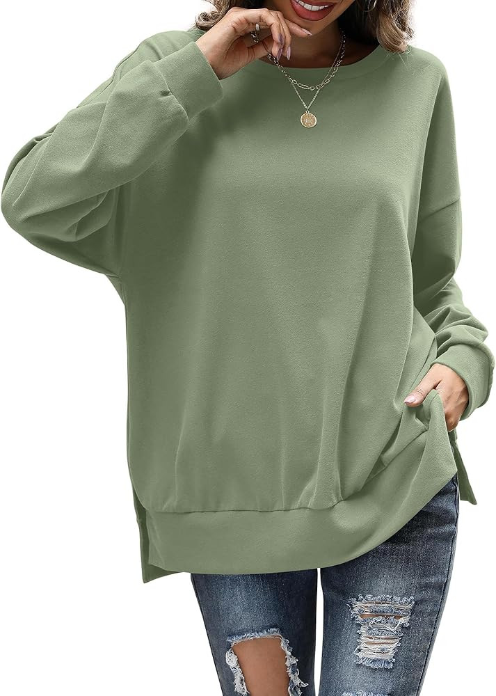 Florboom Womens Oversized Sweatshirts Crew Neck Long Sleeve Tunic Top Casual Fall Soft Pullover | Amazon (US)