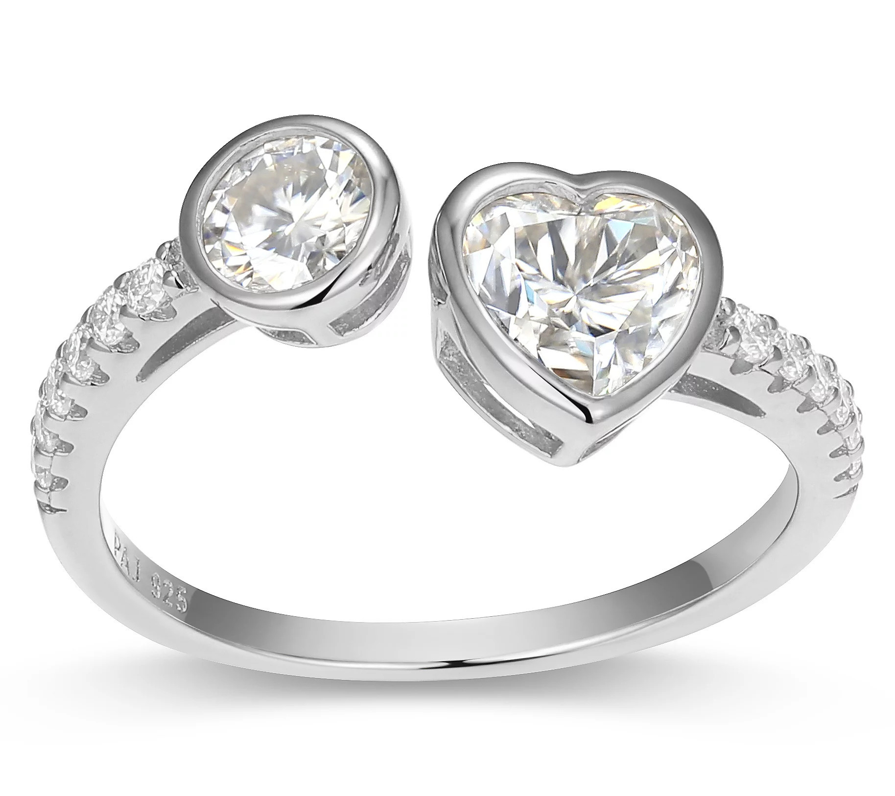 Sterling Silver 1.30 cttw Moissanite Heart Cuff Ring | QVC