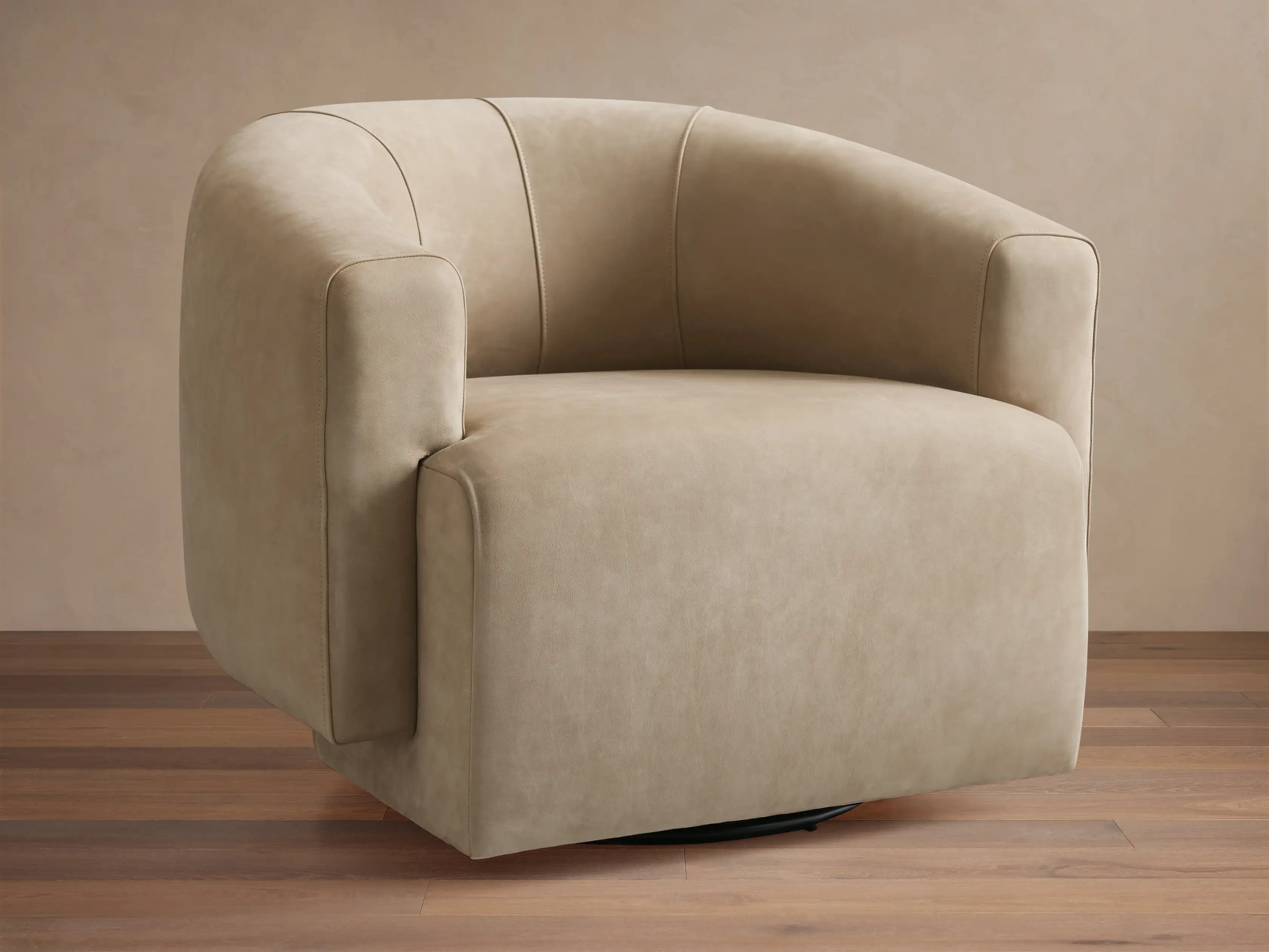 Hamlin Nubuck Leather Swivel Chair | Arhaus