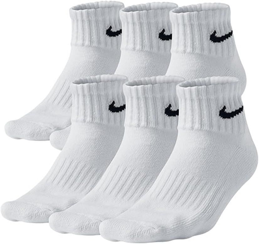 Nike Men's Bag Cotton Quarter Cut Socks (6 Pack) (Large (shoe size 8-12), White) | Amazon (US)