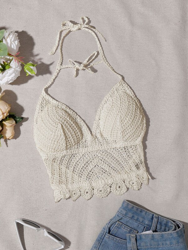 Plain Halter Tankini Top | SHEIN