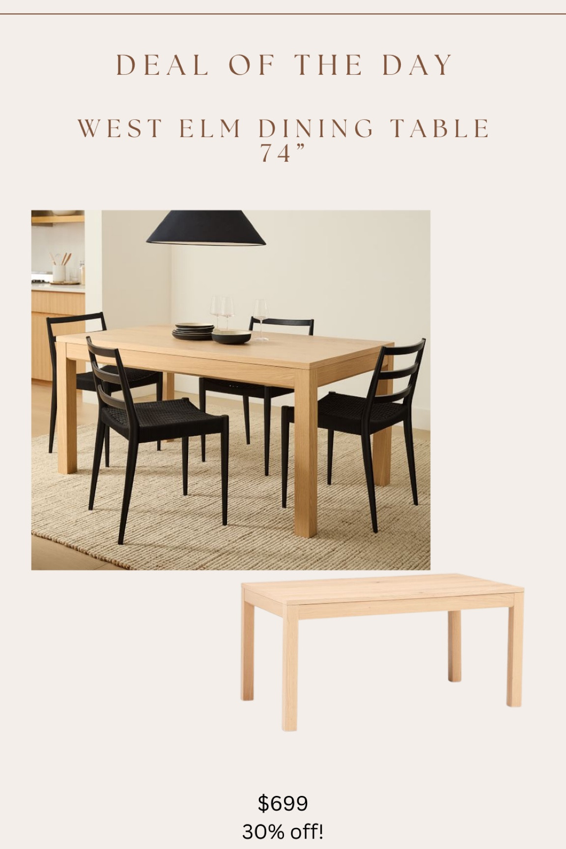 One of west elms best selling dining tables is 30% off right now!! Rare sale! 74” 

#LTKsalealert #LTKhome