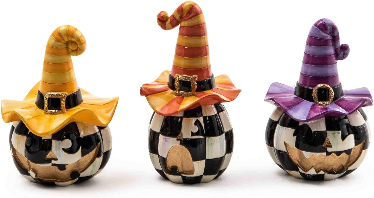 MACKENZIE-CHILDS Mini Happy Jack Pumpkins, Resin Halloween Decor for Home Decoration, Set of 3 | Amazon (US)