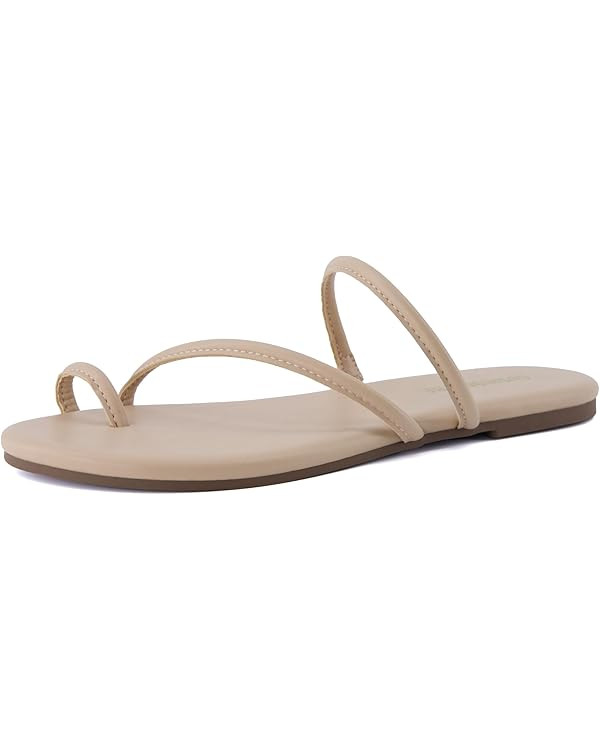 CUSHIONAIRE Resort Women’s Minimalist Strappy Sandals – Lightweight Summer Flat Sandals with ... | Amazon (US)