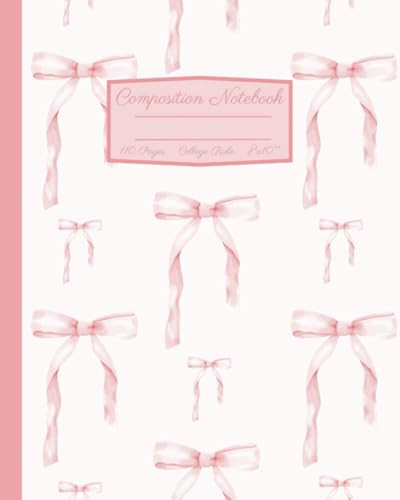 Coquette Composition Notebook: Girly Aesthetic Pink Bow College Rule Lined Journal: 8x10" | Amazon (US)