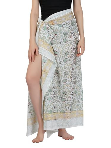 100% Cotton Hand block Sarong Beach Pareo -Your Perfect Summer Cover up Swimwear Companion Wrap S... | Amazon (US)