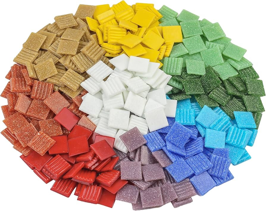 Blue Mosaic Tiles for Crafts Bulk,3/4 inch Vitreous Square Glossy Mosaic Pieces, 2.2 Pounds Mosai... | Amazon (US)