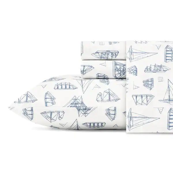 Nautica Cotton Percale Deep Pocket Bed Sheet Sets - On Sale - Overstock - 10247042 | Bed Bath & Beyond