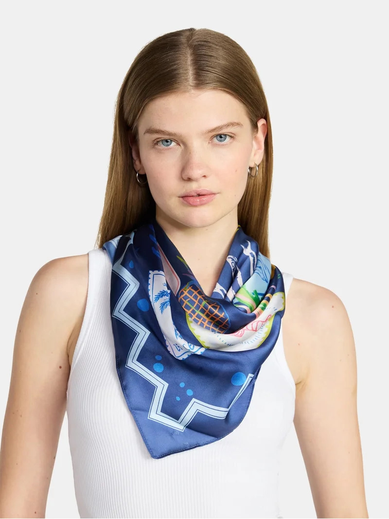 No Boundaries Printed Square Scarf, Women’s | Walmart (US)