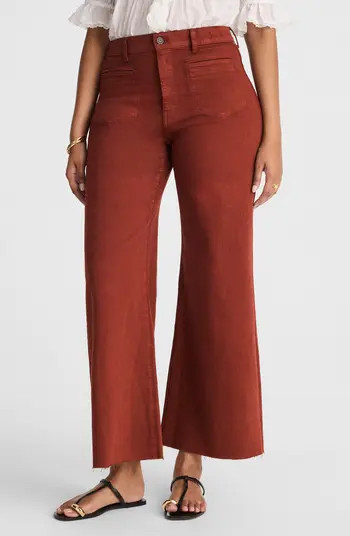 Madewell Garment Dye Patch Pocket Raw Hem Crop Flare Wide Leg Jeans | Nordstrom | Nordstrom