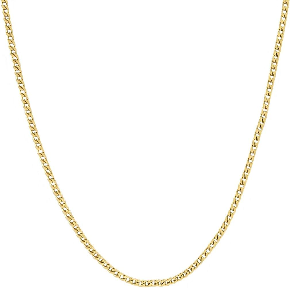GLD Shop Franco Chain Necklace - 3MM - 16/18/20/22/24/26 Inch Lengths - Gold/White Gold - Unisex | Amazon (US)