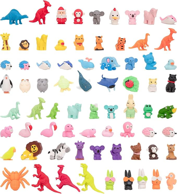 72Pcs 3D Animal Erasers for Kids, All are Animal Styles, Random Desktop Pets Toys Gifts, Mini Puz... | Amazon (US)