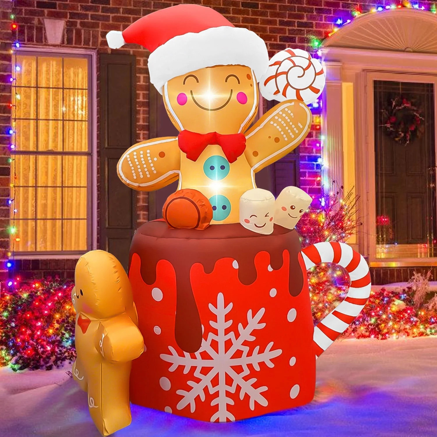GVDV 6ft Christmas Inflatables Outdoor Decorations, Christmas Blow-up Yard Decorations Gingerbrea... | Walmart (US)