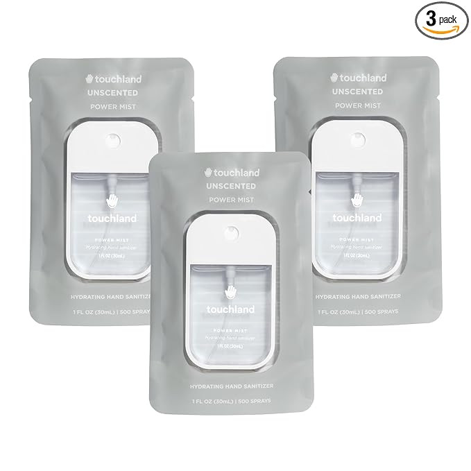 Amazon.com : Touchland Hydrating Hand Sanitizer Spray – Unscented Trio Set, Dye Free – 3 x 1 ... | Amazon (US)