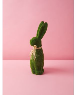 20in Flocking Bunny With Raffia Bow | Decorative Objects | HomeGoods | HomeGoods