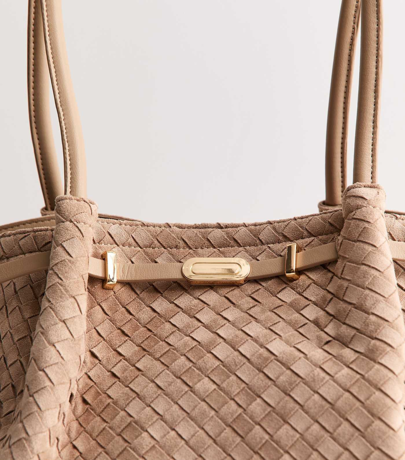 Light Brown Faux Suede Woven Winged Tote Bag | New Look | New Look (UK)
