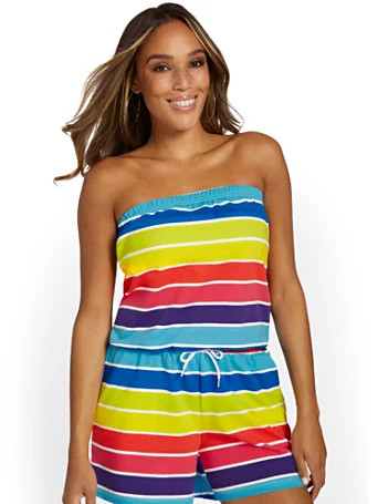 Striped French Terry Strapless Top - New York & Company | New York & Company